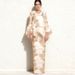 Floral Print Two Piece Set For Women Bell Sleeve Beaded Top With Slim Fit Long Skirt Irregular Layered Muslim Fashion Suit_ecoleips.com