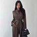 Elegant Women's Fashion Clothing Set Solid Color Top Wide Leg Trousers Autumn Winter Full Length Casual Polyester_ecoleips.com
