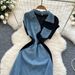 Women's Clothing Retro Lapel Sleeveless Denim Dress Female Summer Irregular Stitching Medium Length Skirt_ecoleips.com