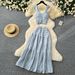 Women's Clothing Age Reducing And Refreshing Spring And Summer Vacation Style Short Sleeved Suspender Top High Waisted Pleated Skirt Two Piece Suit_ecoleips.com