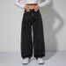 Women's Relaxed Wide-Leg Jeans | Mid-Rise Zip-Fly | Soft Washed Gray Denim | Office & Casual Wear_ecoleips.com