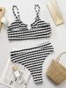 Women's Clothing Women's Two Piece Swimsuit Black White Color Blocking Sexy Bikini For Formal & Casual For Women_ecoleips.com