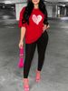 Women's Casual Loose And Fashionable Heart-shaped Pattern Print Loose T-shirt+cropped Pants Two-piece Home Sportswear Daily Wear-423_ecoleips.com