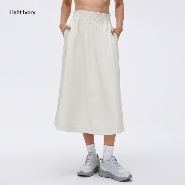 Women's Spring/Summer Elegant Casual Midi Skirt, High Waisted, Versatile, A Line, Yoga/Sports Long Skirt, D26042_ecoleips.com