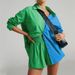 Spring Summer Women's Two Piece Set European American Style Solid Color Long Sleeved Collared Shirt And Shorts Loose Fitting Casual Fashionable Suit_ecoleips.com