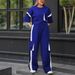 Retro Streetwear Two-Piece Set, Sporty Chic Outfit With Color Blocking, Matching Tracksuit Style Top And Pants For Women, Casual Jogger Set_ecoleips.com