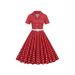Women's Polka Dot Dress Short Sleeved French Style Long Skirt European And American Cross Border Fashion_ecoleips.com