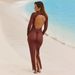 Stylish Thin Sheer Mesh Long Sleeve Slimming Dress See‑Through Beach Swimwear Cover Up Long Gown_ecoleips.com