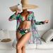 Women's Clothing Swimsuit Women's Split Three Piece Suit Internet Celebrity Long Sleeved Printed Bikini Ins Swimsuit_ecoleips.com