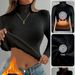 High Neck Knit Sweater Women's Long Sleeve Turtleneck Pullover Winter Warm Fleece Lined Slim Fit Casual Elegant Tops_ecoleips.com