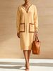 Contrast Rib Knit Midi Dress, Loose Pocket Knit Dress_ecoleips.com