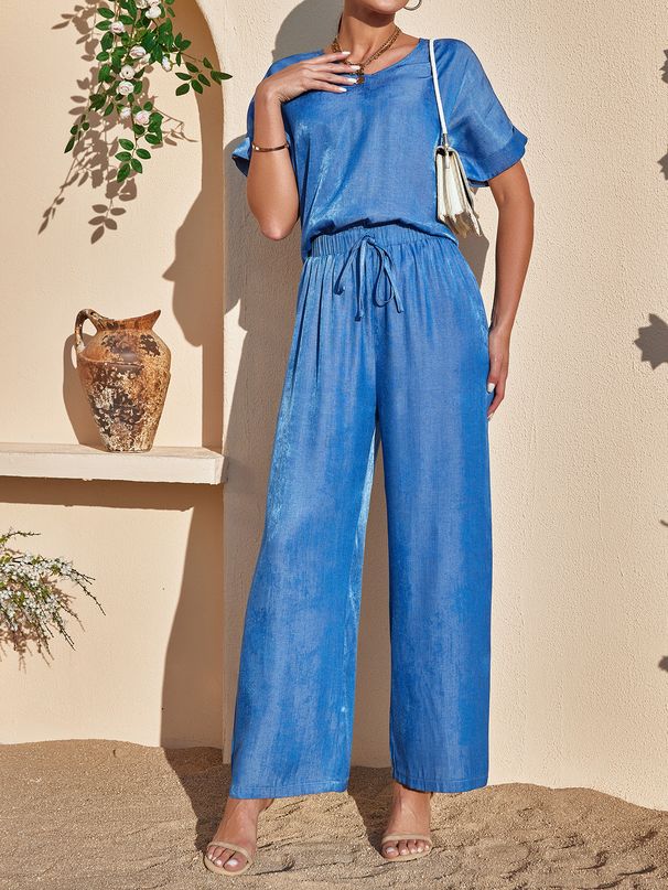 Women's Clothing Women's Fashion Casual Sweetheart Neck Suit Style Turn Up Sleeve Short Sided For Formal & Casual For Women_ecoleips.com