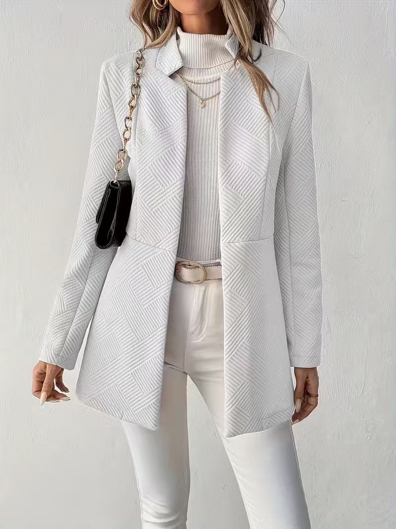 Women's Autumn/Winter Solid Color Casual Long Sleeved Coat Unbuttoned Lightweight Outerwear For Spring Fashion England Style_ecoleips.com