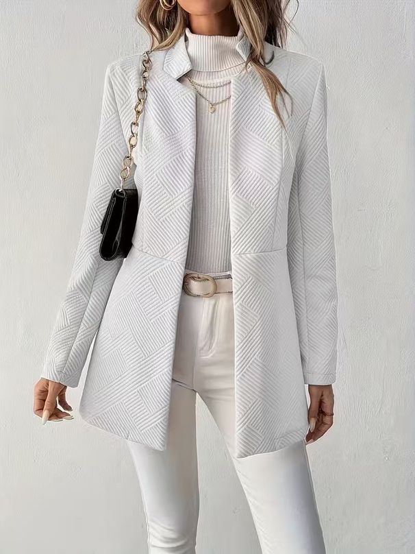 Women's Autumn/Winter Solid Color Casual Long Sleeved Coat Unbuttoned Lightweight Outerwear For Spring Fashion England Style_ecoleips.com