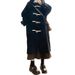 Black With Horn Buttons For Women, 2025 New Autumn And Winter Style, Petite Size, Elegant Hepburn Style Woolen Coat_ecoleips.com