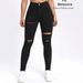 Distressed High-Waist Skinny Jeans For Women - Ripped & Frayed Detail, Stretch Denim, Sexy Streetwear (XS-XXL)_ecoleips.com