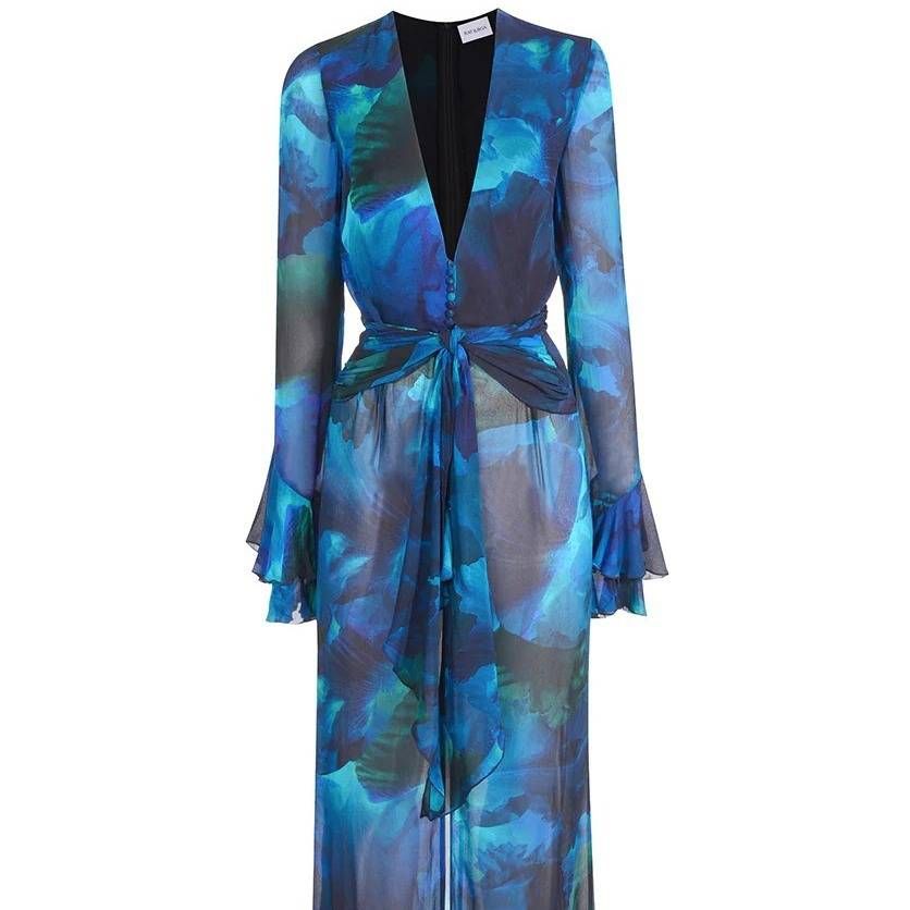 Women's Clothing Chiffon Printed Robe Blouse Beach Sexy Split Holiday Bikini Blouse_ecoleips.com
