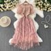 Women's Clothing Celebrity High End Heavy Sequined Mesh Round Neck Dress Dress Female Summer Waist Super Fairy Princess Puffy Cake Skirt_ecoleips.com