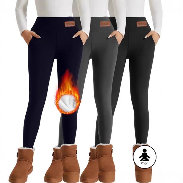Women's Clothing High Waisted Warm Fleece Lined Leggings Super Soft Stretch Yoga Pants Pocket Casual Pants_ecoleips.com
