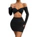 2025 Summer New Sexy Navel-Baring Top Ruched Bodycon Skirt Set For Women_ecoleips.com