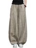 Suitable For All Seasons Brand Gray French Yarn-Dyed Loose Wide-Leg Ramie Vintage Cotton Linen Long Women Lantern Pants_ecoleips.com