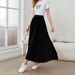 Elegant A-Line Skirt For Women, High Waist Flared Pleated Midi Skirt With Flowy Hem, Polyester Blend Skirt For Daily Wear And Office_ecoleips.com