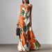 Women's Clothing Printed Slim Waist Oversized Skirt Dress_ecoleips.com