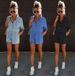 Women's Clothing Street Lapel Short Sleeved Shorts Denim Jumpsuit_ecoleips.com