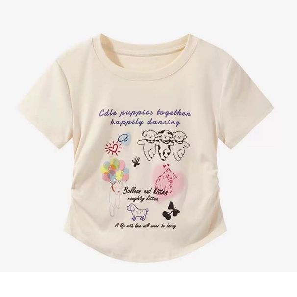 Women's Fashion 2-Piece Set, Graphic Print Crop Top With Denim Jeans, Cute Casual Outfit Comfort Meets Day-Long Wear_ecoleips.com