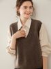 Aria Basics V-neck Cashmere Knitted Vest Women, Pullover, Sleeveless, Loose Fit, Solid Color, Stylish Elegant, Suitable For_ecoleips.com
