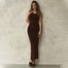 Summer Sexy Light Retro Evening Dress European American Style Backless Slimming Slit Solid Color Women's Wholesale_ecoleips.com