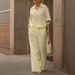 Women's New Style Casual Loose Fitting High End Two Piece Set Shirt Collar_ecoleips.com