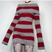Y2K New Striped Turn-Down Collar Off-Shoulder Slim Fit Long Knitted Sweater Dress 905_ecoleips.com