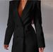 Women's Backless Double-Breasted Blazer Dress – Office-to-Evening Stretch Polyester Midi Dress (S-XL) – White/Black/Red For Business Chic & Night Out_ecoleips.com