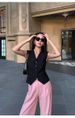 Women's Clothing Black V neck small suit vest for women_ecoleips.com