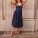 Women's Retro Strapless Denim Dress Dark Blue Cotton Mid-Calf Casual Summer Sexy_ecoleips.com