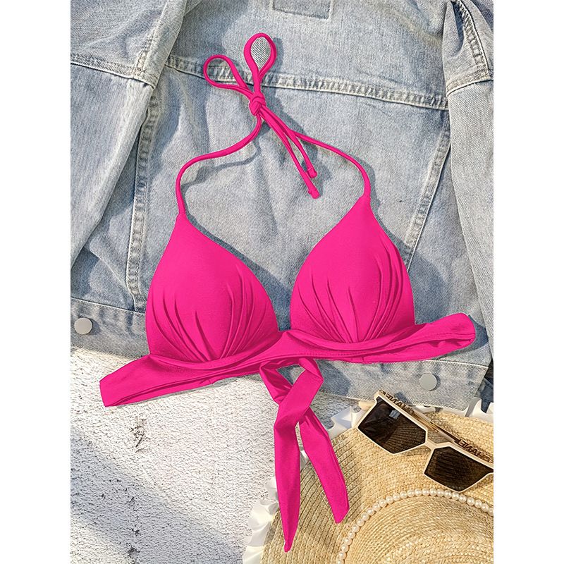 Women's Halter Neck Tie Up Bikini Swimsuit American Style Sexy Spring Beach Top Fashion_ecoleips.com