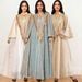 Muslim Dress Women Elegant Embroidered Abaya Dress – Breathable Polyester Chiffon Modest Long Dress With Flared Sleeves (Green, Beige, White, M-Xxl)_ecoleips.com