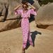 Summer Bohemian Style Printed Long Dress Rayon Women's V-neck Sexy Top And Skirt Two-piece Set_ecoleips.com