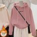 UNMUN Autumn/Winter New Women's Hooded Sweatshirt, Silver Fox Fleece, Thickened, High-end, Loose, Stylish, Trendy,_ecoleips.com