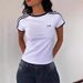 Women's Y2K Bow Embroidery Short round Neck T-Shirt Casual Street Style Top European American Fashion_ecoleips.com