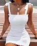 Trendy Solid Strap Short White Dresses Off Shoulder Sexy Skirt Pullover Sheath Mini Summer Beach Female Vest Dress_ecoleips.com