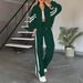 Women's Sporty Contrast Color Jacket & High-Waisted Straight Leg Pants Set – Navy/Green/Grey/White (S-Xxl, Fall Casual Outfit)_ecoleips.com