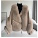 Luxury Sheepskin Motorcycle Jacket – Women's Winter Fox Fur Coat (S-XXL, Cocoa/Off-White/Light Gray/Dark Gray/Deep Khaki)_ecoleips.com