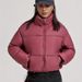 Women's Clothing High-Waisted Short Puffer Jacket With Stand Collar, Lightweight Quilted Polyester Coat, Loose Fit Casual Winter Outerwear_ecoleips.com