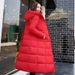 Extra Long & Thick Winter Down Coat For Women, Knee-Length Hooded Warm Jacket With Memory Cotton Filling_ecoleips.com