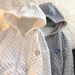 Women's Clothing Early Autumn New Style Hooded Sweatshirt Women's Loose Waffle Korean Style All Match Design Long Sleeve Cardigan Jacket_ecoleips.com