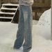 Glitter Starry Sky Rhinestone Fleece-Lined Jeans For Women - High Waist Loose Wide Leg Pants, Trendy & Stylish Casual Wear_ecoleips.com