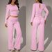 Women's Long Sleeve Crop Top And Pants Set Ribbed Knit Two Piece Outfit Casual Streetwear Relaxed Fit Pants With Drawstring_ecoleips.com
