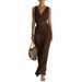 2026 European And American Independent Site Cross-Border Vacation Western Bohemian Ruffle Collar Dress + Belt_ecoleips.com